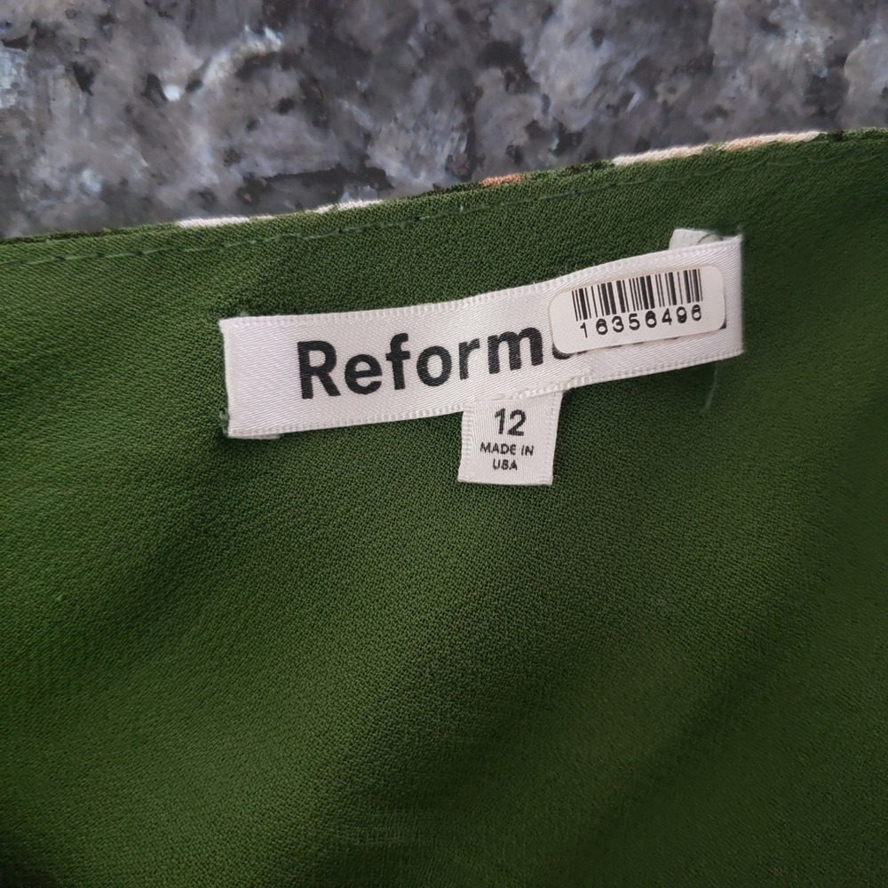 Reformation Dress Size 12 Evelyn Green Floral One Shoulder Maxi Gown ~ FLAWED - Picture 14 of 16